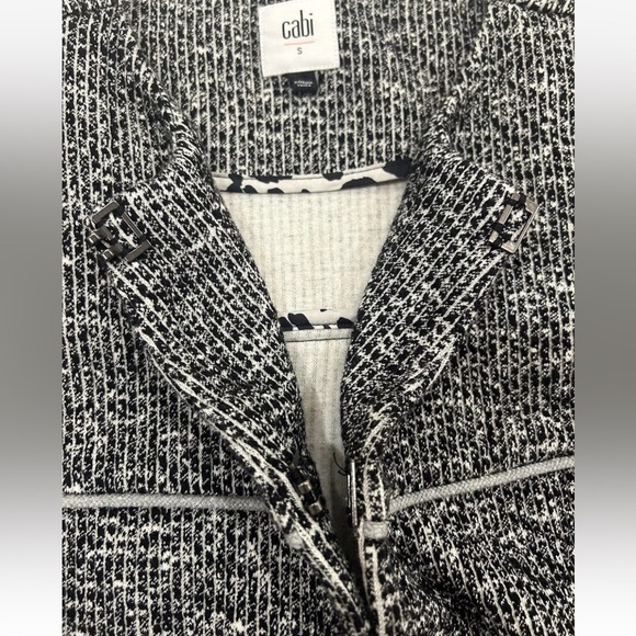 CAbi The Times Jacket Black White Gray Style 5299 Pockets Tweed Size Small - Picture 6 of 10